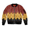 Kaokao Maori Tukutuku Inspired New Zealand Sleeve Zip Bomber Jacket