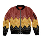 Kaokao Maori Tukutuku Inspired New Zealand Sleeve Zip Bomber Jacket