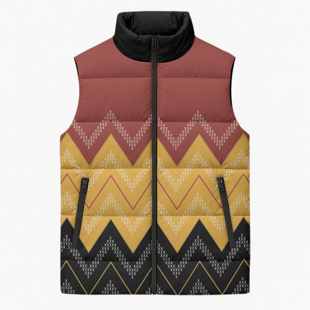 Kaokao Maori Tukutuku Inspired New Zealand Sleeveless Puffer Jacket