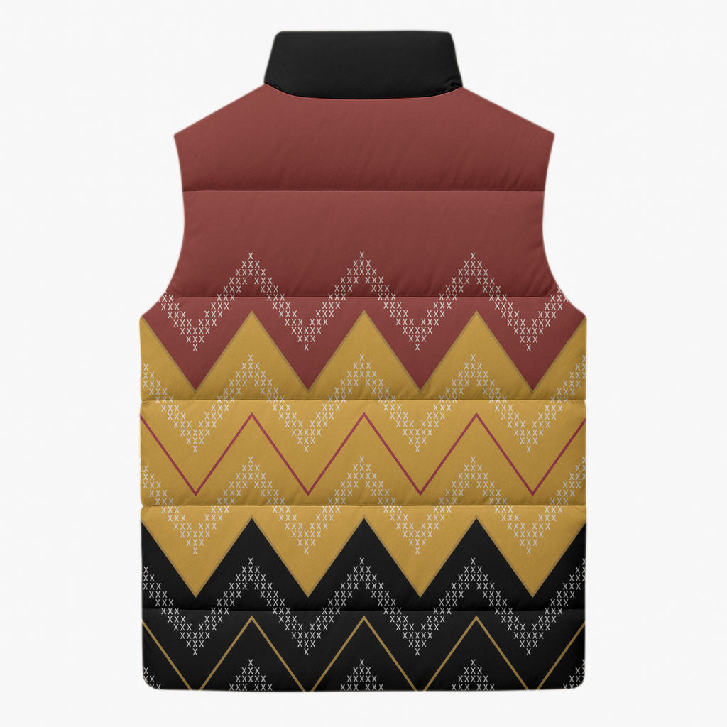 Kaokao Maori Tukutuku Inspired New Zealand Sleeveless Puffer Jacket