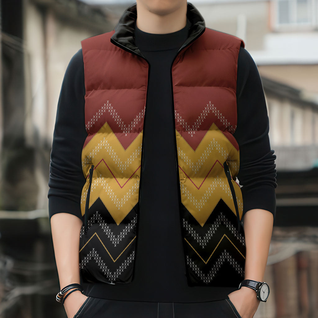 Kaokao Maori Tukutuku Inspired New Zealand Sleeveless Puffer Jacket