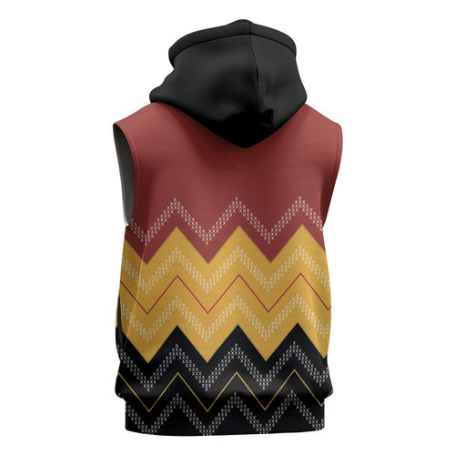 Kaokao Maori Tukutuku Inspired New Zealand Sleeveless Zip Hoodie