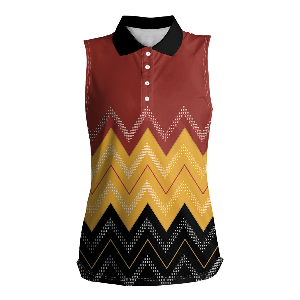 Kaokao Maori Tukutuku Inspired New Zealand Women Sleeveless Polo Shirt