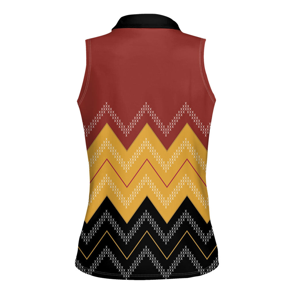 Kaokao Maori Tukutuku Inspired New Zealand Women Sleeveless Polo Shirt