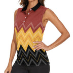 Kaokao Maori Tukutuku Inspired New Zealand Women Sleeveless Polo Shirt
