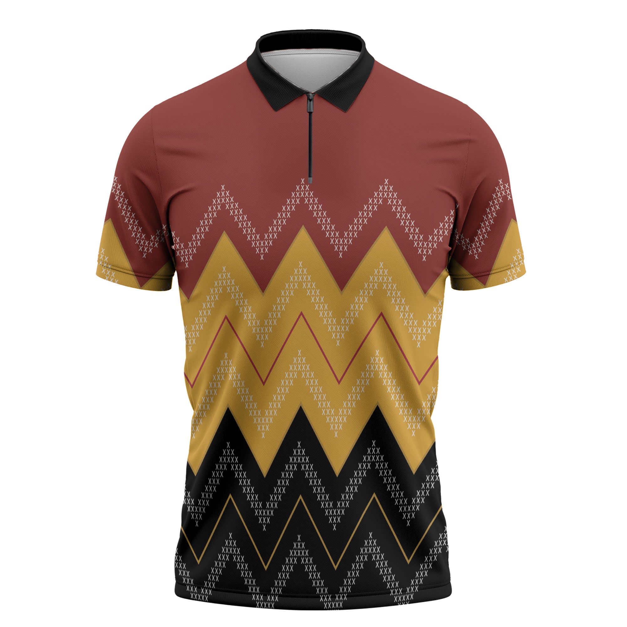 Kaokao Maori Tukutuku Inspired New Zealand Zipper Polo Shirt