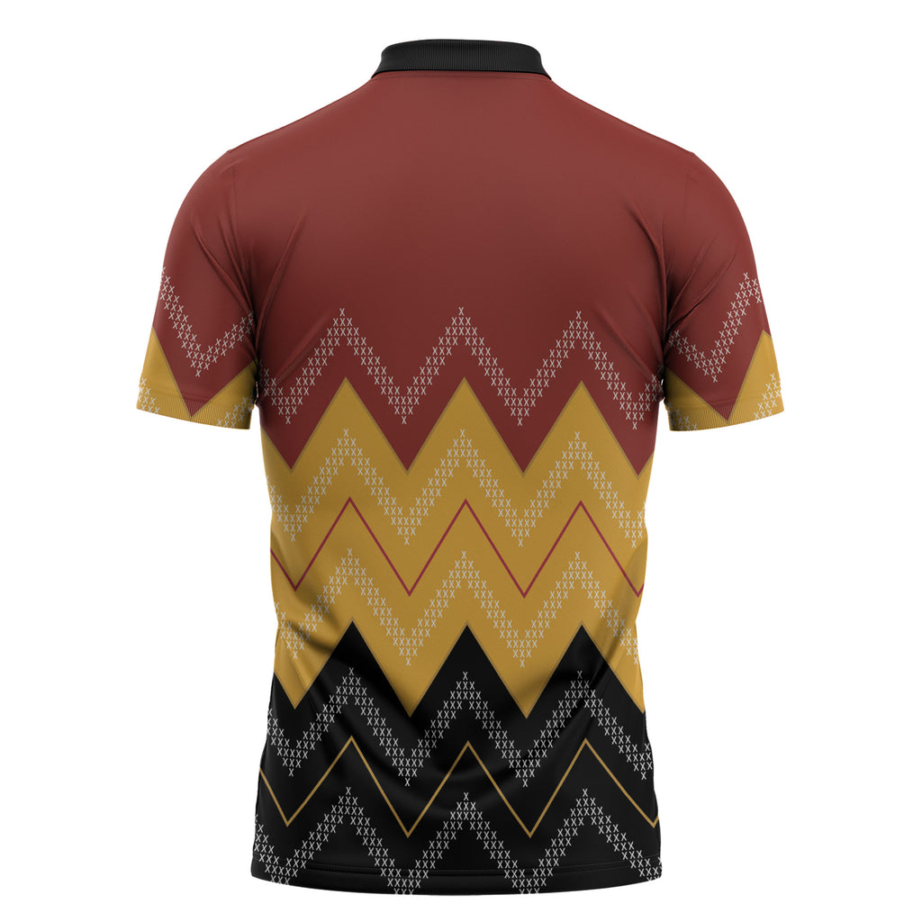 Kaokao Maori Tukutuku Inspired New Zealand Zipper Polo Shirt