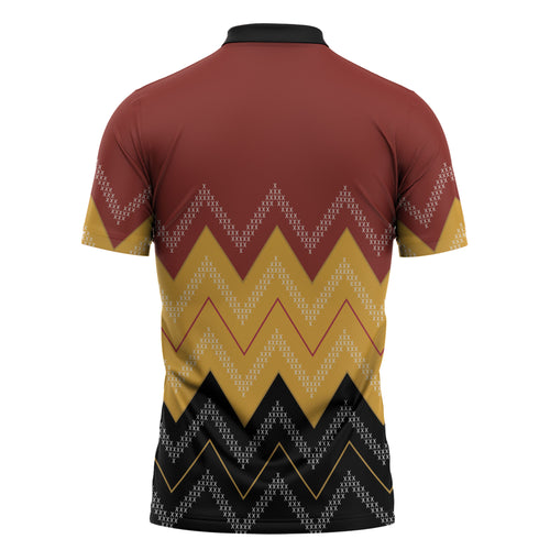 Kaokao Maori Tukutuku Inspired New Zealand Zipper Polo Shirt