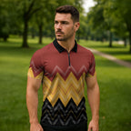 Kaokao Maori Tukutuku Inspired New Zealand Zipper Polo Shirt