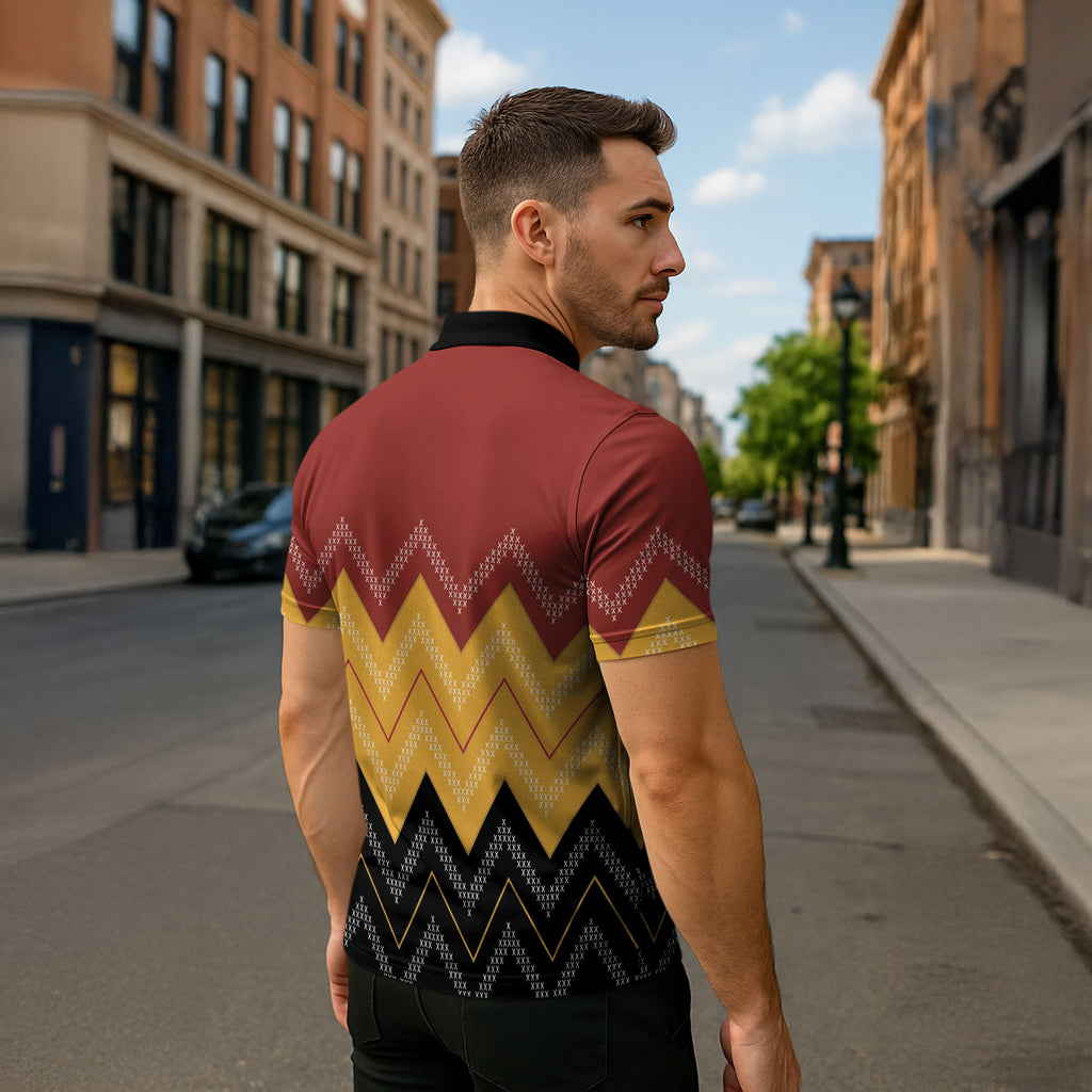 Kaokao Maori Tukutuku Inspired New Zealand Zipper Polo Shirt