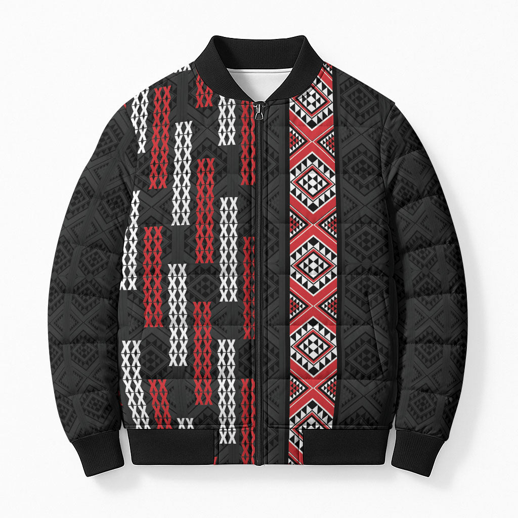 Roimata Toroa Maori Taniko Inspired New Zealand Bomber Puffer Jacket