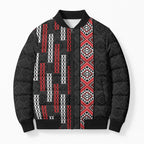 Roimata Toroa Maori Taniko Inspired New Zealand Bomber Puffer Jacket