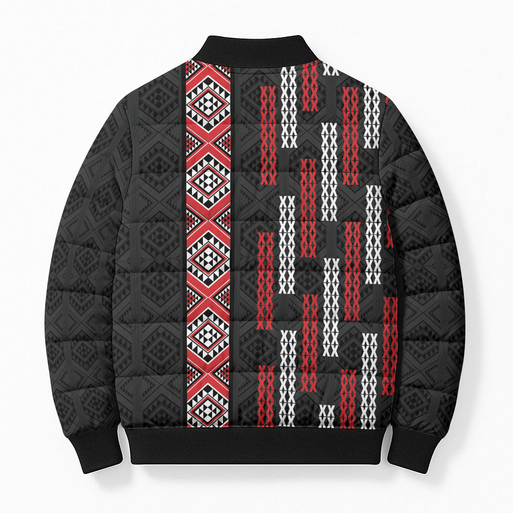 Roimata Toroa Maori Taniko Inspired New Zealand Bomber Puffer Jacket