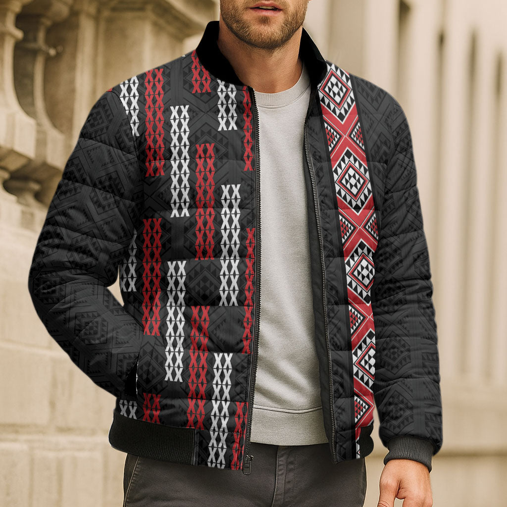 Roimata Toroa Maori Taniko Inspired New Zealand Bomber Puffer Jacket