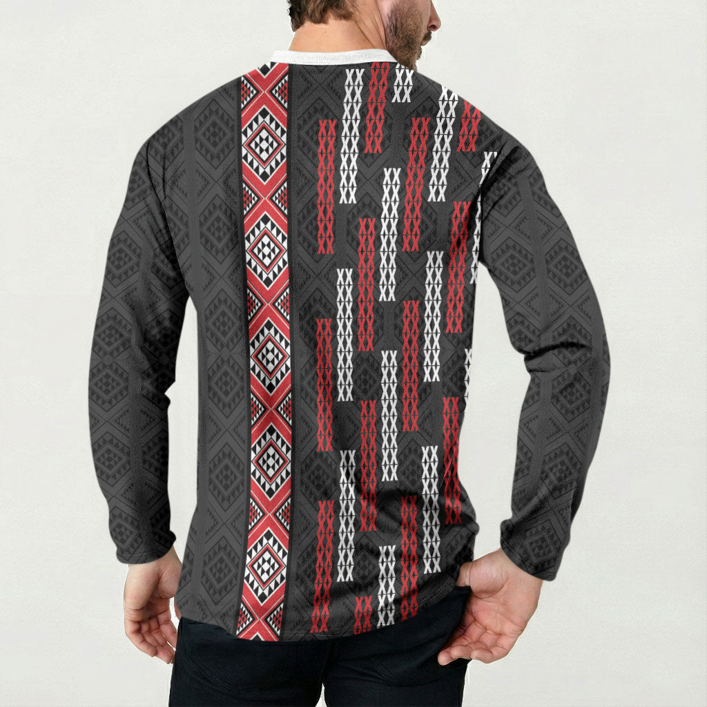 Roimata Toroa Maori Taniko Inspired New Zealand Button Sweatshirt