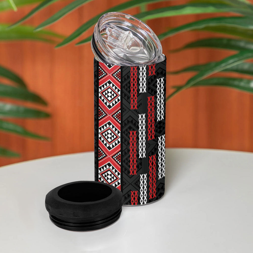 Roimata Toroa Maori Taniko Inspired New Zealand 4 in 1 Can Cooler Tumbler