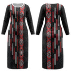 Roimata Toroa Maori Taniko Inspired New Zealand Couples Matching Long Sleeve Bodycon Dress and Hawaiian Shirt