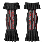 Roimata Toroa Maori Taniko Inspired New Zealand Couples Matching Mermaid Dress and Hawaiian Shirt