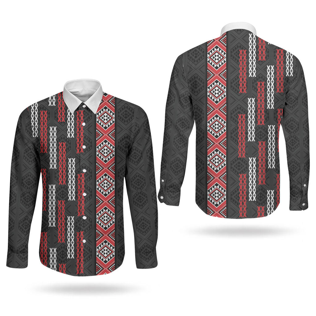 Roimata Toroa Maori Taniko Inspired New Zealand Couples Matching Mermaid Dress and Long Sleeve Button Shirt