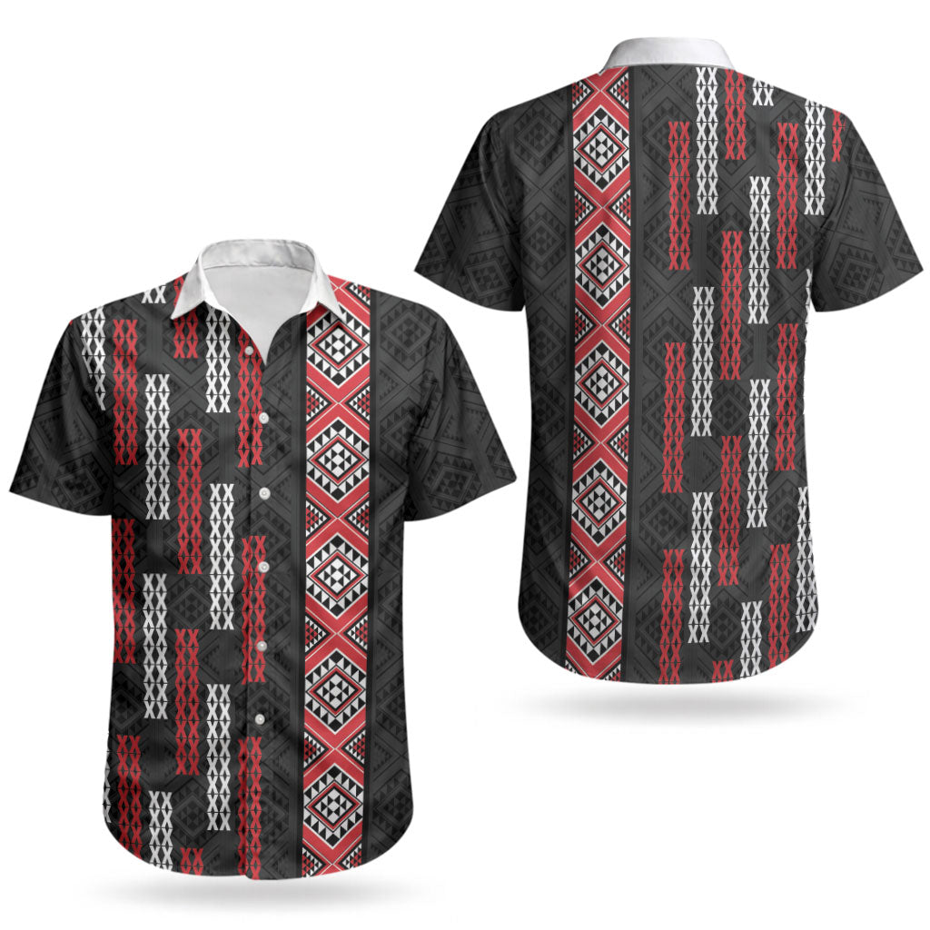 Roimata Toroa Maori Taniko Inspired New Zealand Couples Matching Off Shoulder Maxi Dress and Hawaiian Shirt