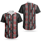Roimata Toroa Maori Taniko Inspired New Zealand Couples Matching Off Shoulder Maxi Dress and Hawaiian Shirt
