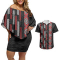 Roimata Toroa Maori Taniko Inspired New Zealand Couples Matching Off Shoulder Short Dress and Hawaiian Shirt