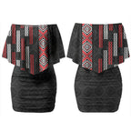 Roimata Toroa Maori Taniko Inspired New Zealand Couples Matching Off Shoulder Short Dress and Hawaiian Shirt