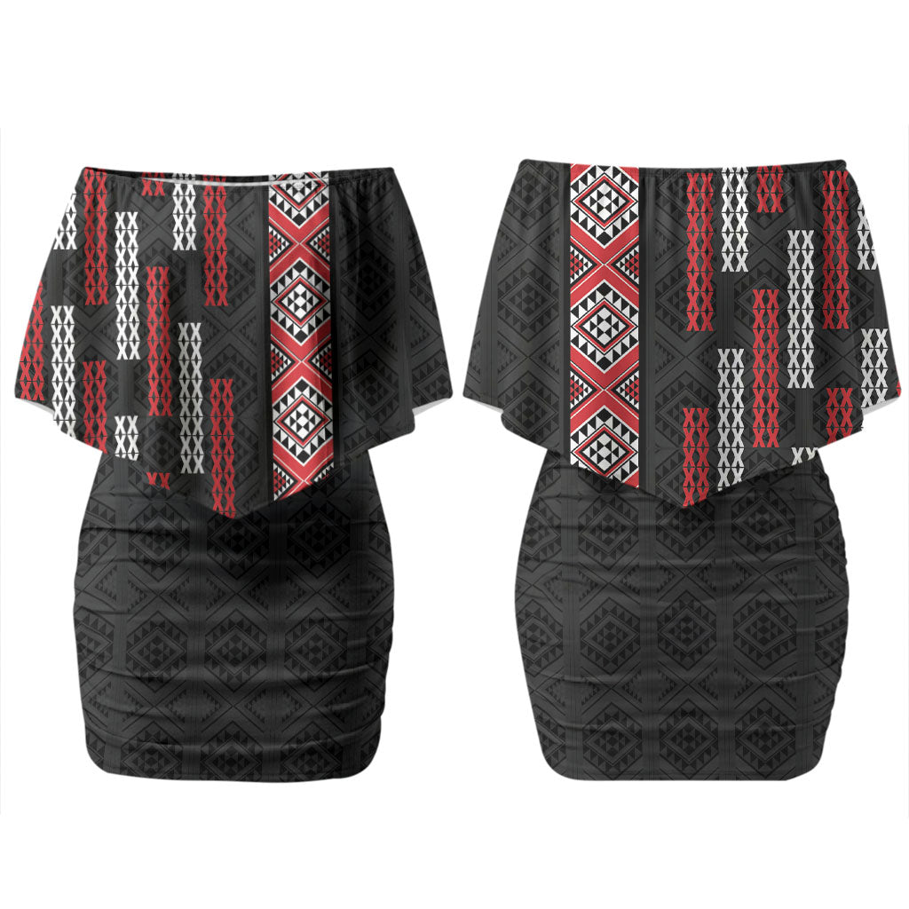 Roimata Toroa Maori Taniko Inspired New Zealand Couples Matching Off Shoulder Short Dress and Hawaiian Shirt