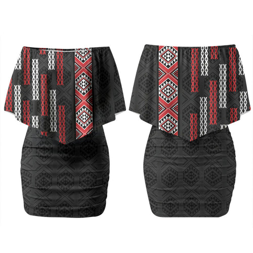 Roimata Toroa Maori Taniko Inspired New Zealand Couples Matching Off Shoulder Short Dress and Hawaiian Shirt