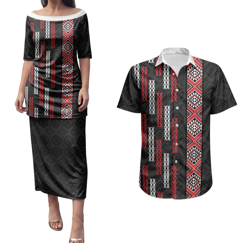 Roimata Toroa Maori Taniko Inspired New Zealand Couples Matching Puletasi and Hawaiian Shirt
