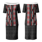 Roimata Toroa Maori Taniko Inspired New Zealand Couples Matching Puletasi and Long Sleeve Button Shirt