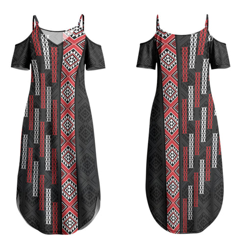 Roimata Toroa Maori Taniko Inspired New Zealand Couples Matching Summer Maxi Dress and Hawaiian Shirt