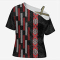 Roimata Toroa Maori Taniko Inspired New Zealand Cross Shoulder Shirt