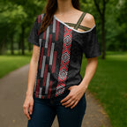 Roimata Toroa Maori Taniko Inspired New Zealand Cross Shoulder Shirt