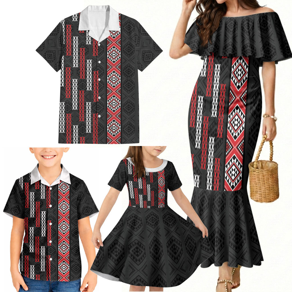 Roimata Toroa Maori Taniko Inspired New Zealand Family Matching Mermaid Dress and Hawaiian Shirt