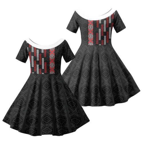 Roimata Toroa Maori Taniko Inspired New Zealand Family Matching Mermaid Dress and Hawaiian Shirt