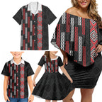Roimata Toroa Maori Taniko Inspired New Zealand Family Matching Off Shoulder Short Dress and Hawaiian Shirt