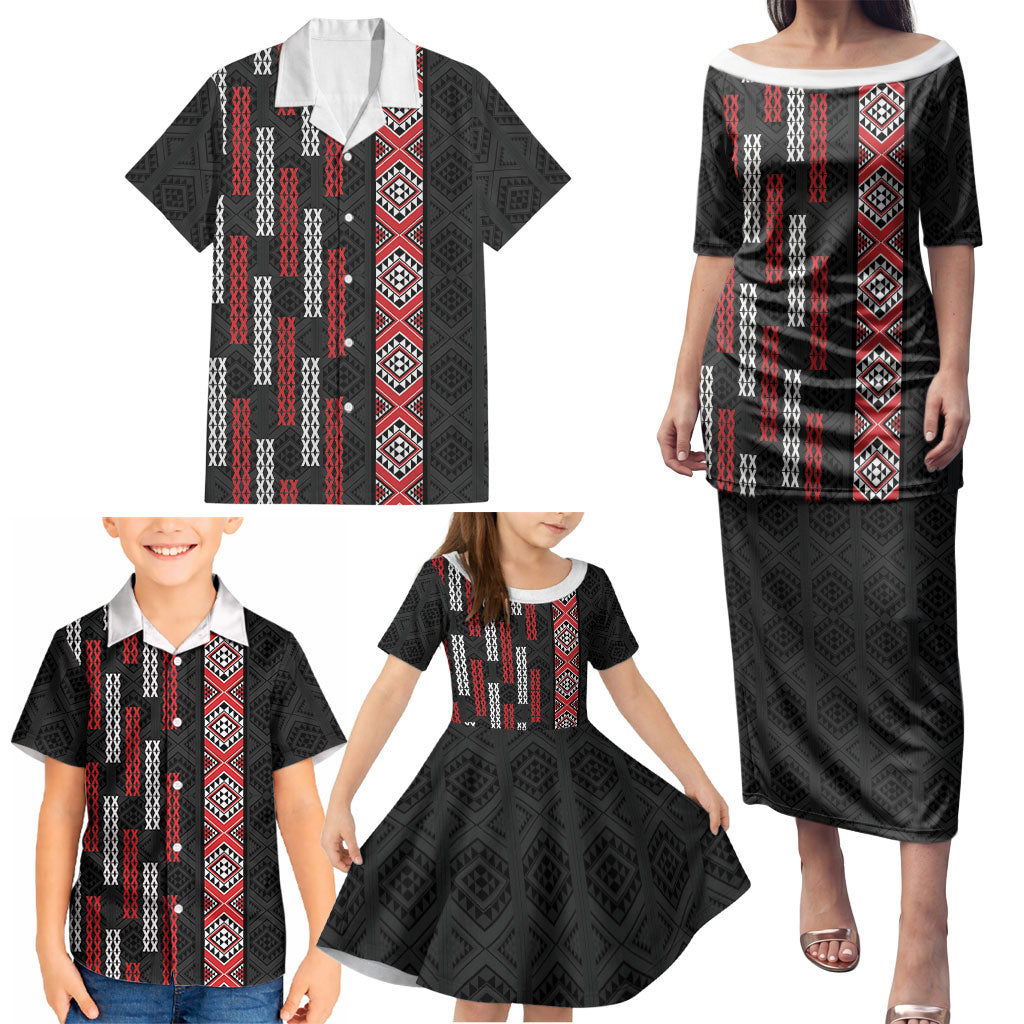 Roimata Toroa Maori Taniko Inspired New Zealand Family Matching Puletasi and Hawaiian Shirt