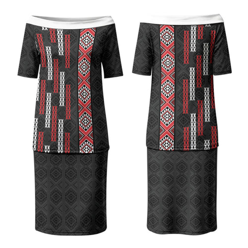 Roimata Toroa Maori Taniko Inspired New Zealand Family Matching Puletasi and Hawaiian Shirt
