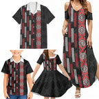 Roimata Toroa Maori Taniko Inspired New Zealand Family Matching Summer Maxi Dress and Hawaiian Shirt