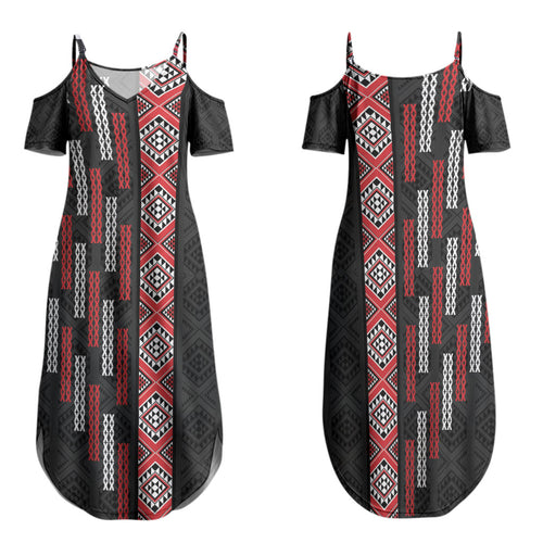 Roimata Toroa Maori Taniko Inspired New Zealand Family Matching Summer Maxi Dress and Hawaiian Shirt