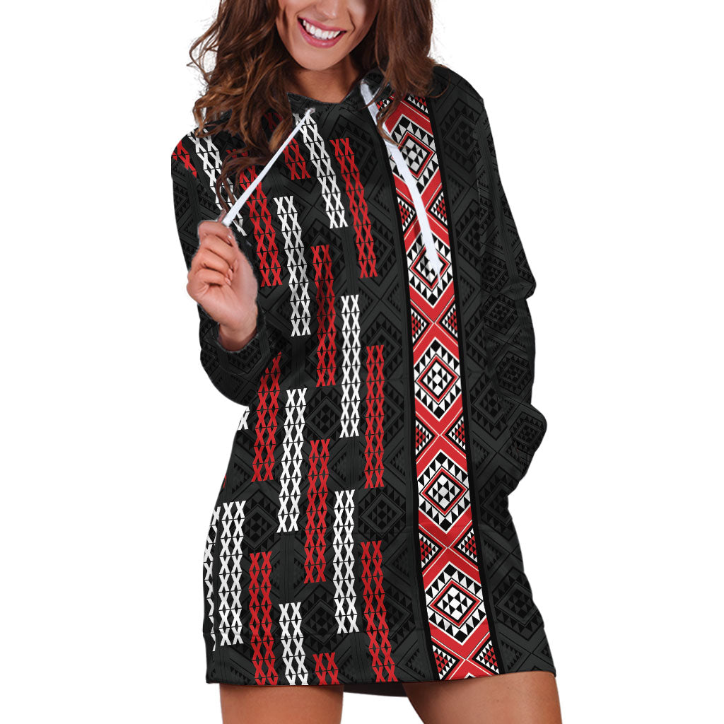 Roimata Toroa Maori Taniko Inspired New Zealand Hoodie Dress