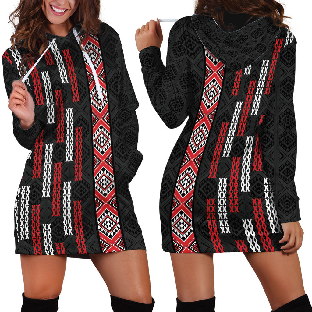 Roimata Toroa Maori Taniko Inspired New Zealand Hoodie Dress