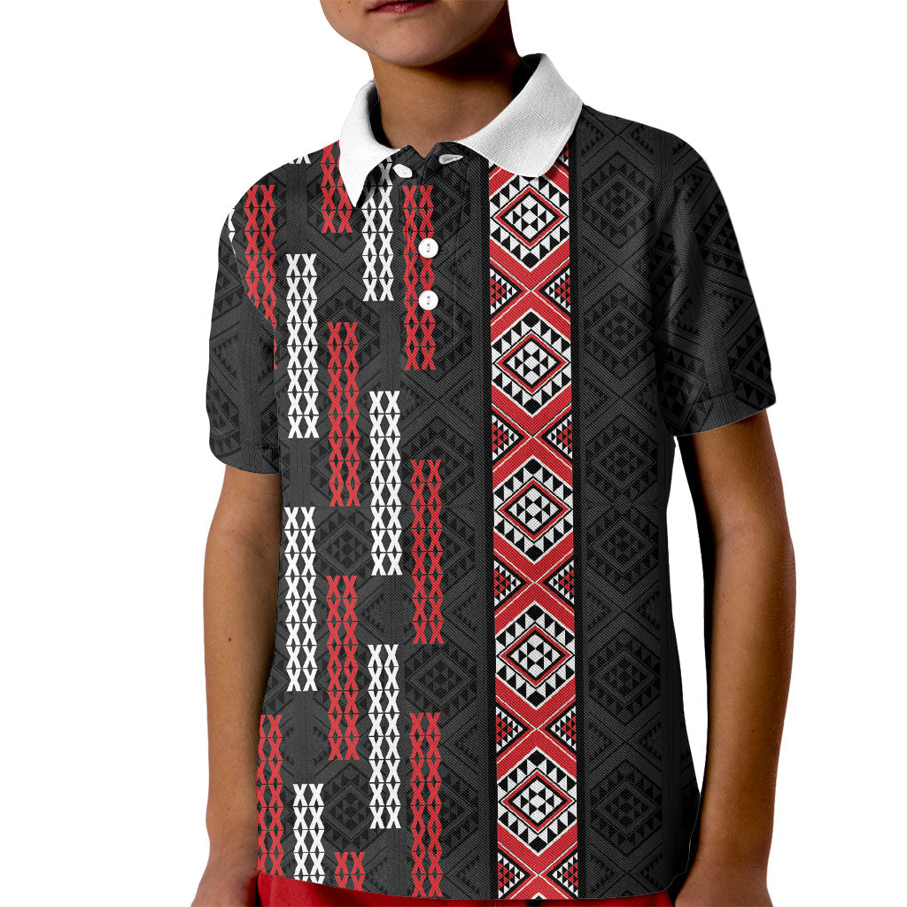 Roimata Toroa Maori Taniko Inspired New Zealand Kid Polo Shirt
