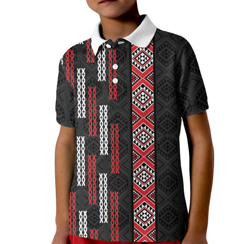 Roimata Toroa Maori Taniko Inspired New Zealand Kid Polo Shirt