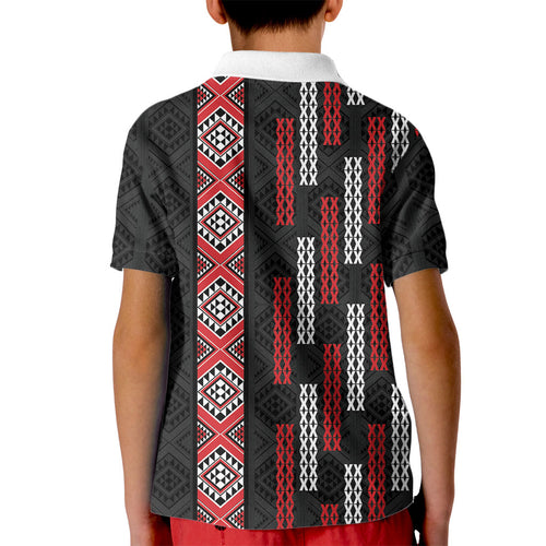 Roimata Toroa Maori Taniko Inspired New Zealand Kid Polo Shirt