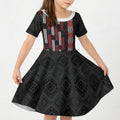 Roimata Toroa Maori Taniko Inspired New Zealand Kid Short Sleeve Dress