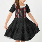 Roimata Toroa Maori Taniko Inspired New Zealand Kid Short Sleeve Dress