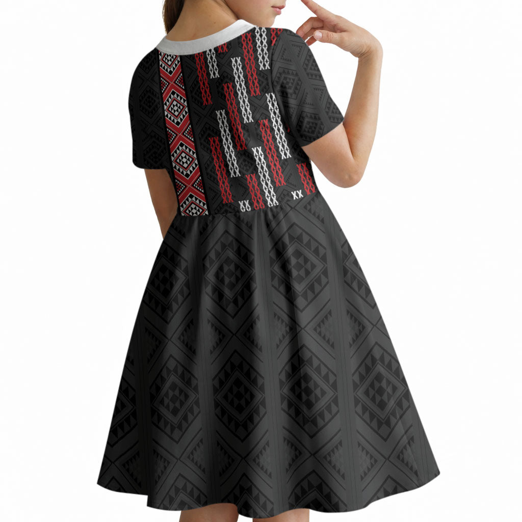 Roimata Toroa Maori Taniko Inspired New Zealand Kid Short Sleeve Dress