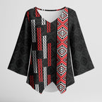 Roimata Toroa Maori Taniko Inspired New Zealand Kimono Sleeve Blouse